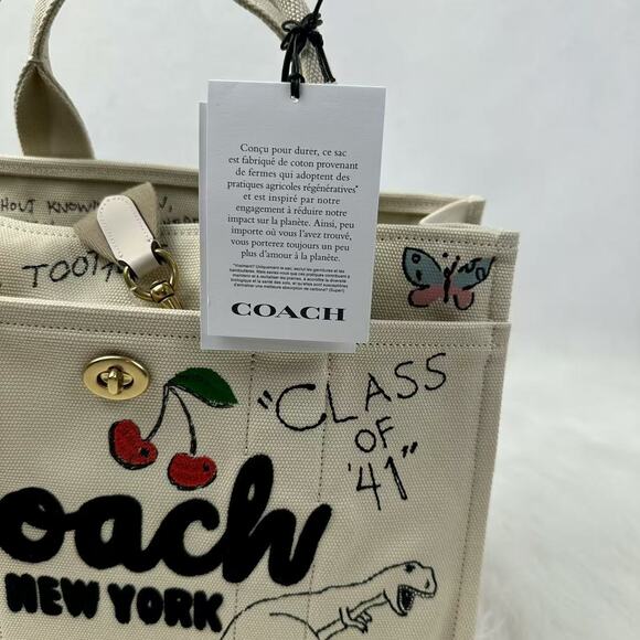 COACH Cargo Tote Bag with Sketch Print Canvas Crossbody In Chalk CAM73 NWT - Picture 8 of 10